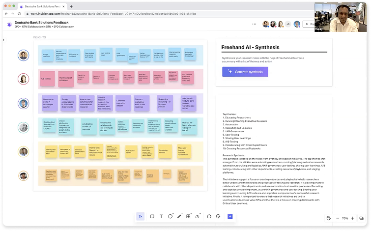 A live client session with Deutsche Bank using FreehandAI synthesis on real feedback