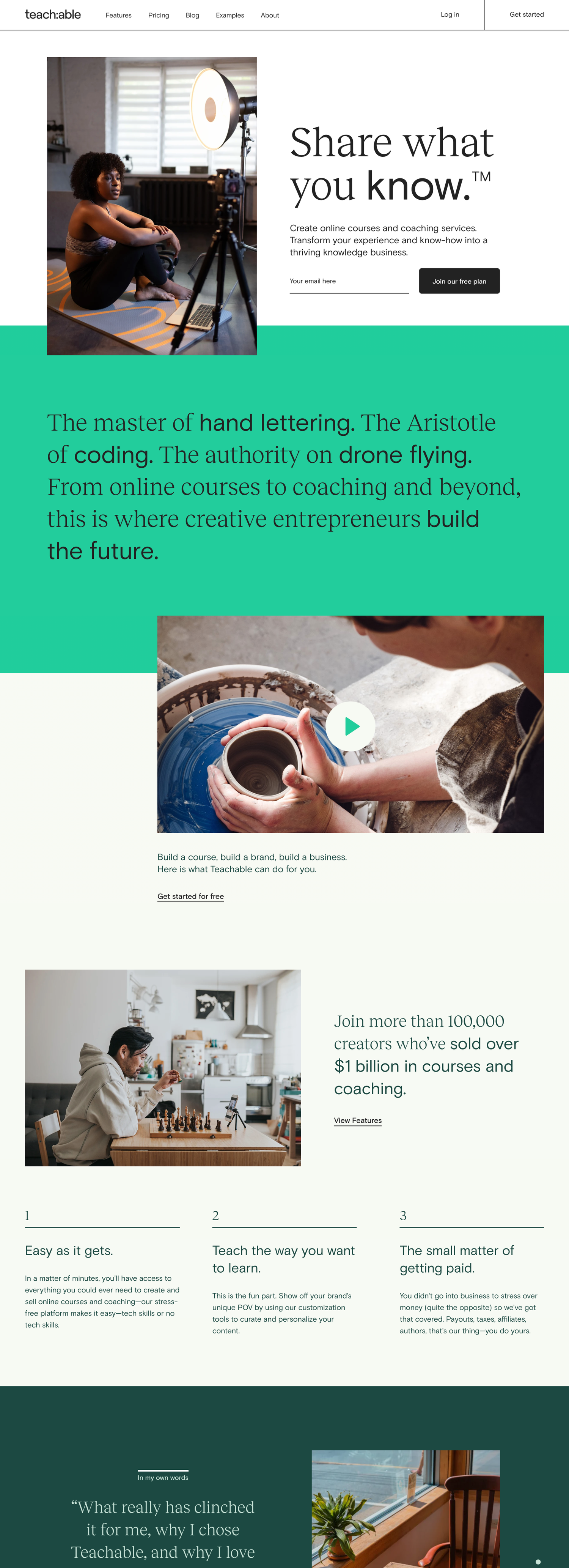 Teachable.com marketing homepage after the rebrand